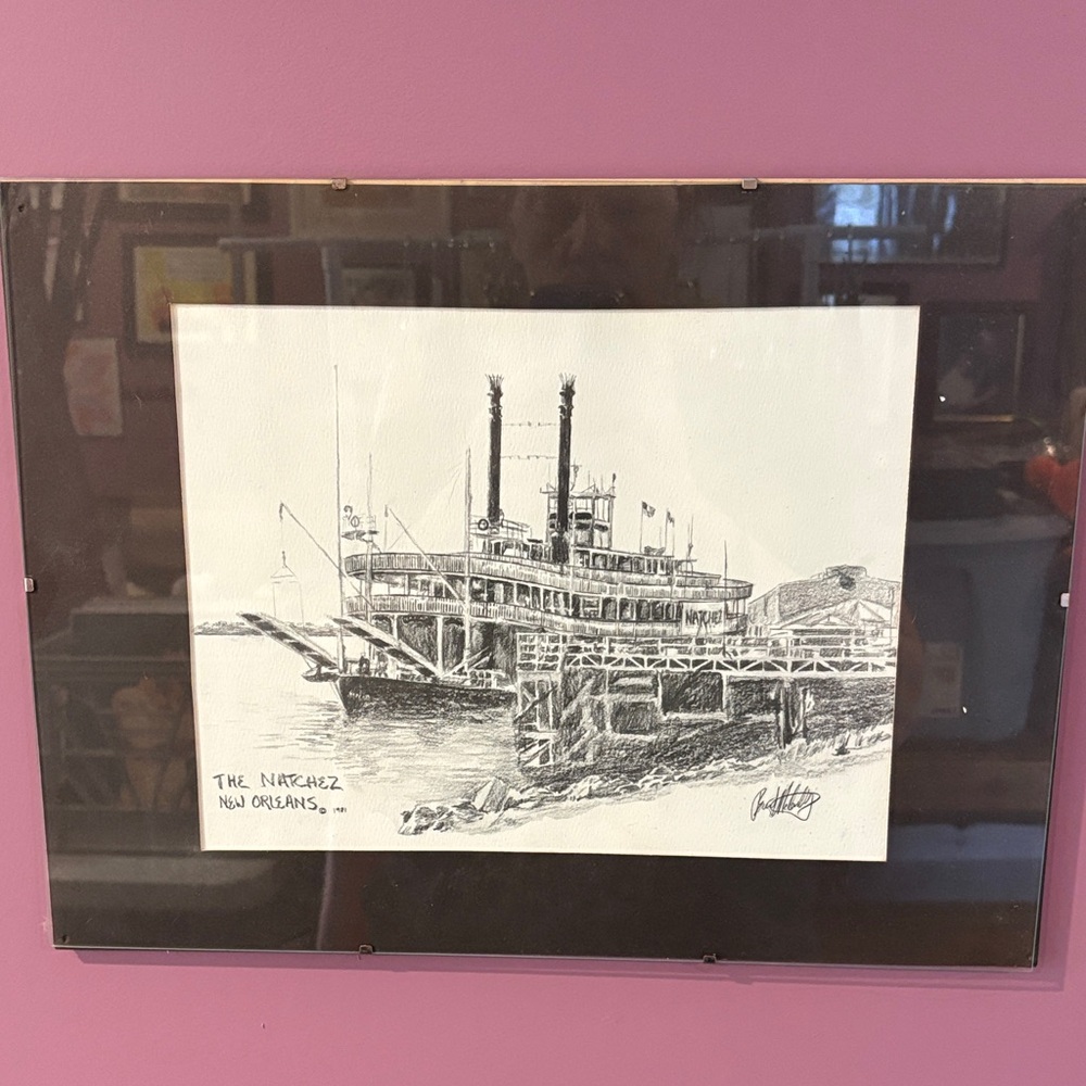 The Natchez Steamboat Sketch Art Print
